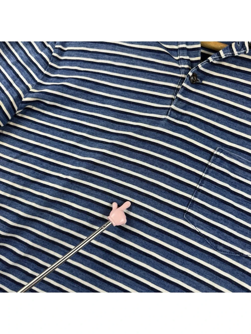 Polo Ralph Lauren Men’s M Blue White Striped Pocket Polo Shirt Cotton Nautical